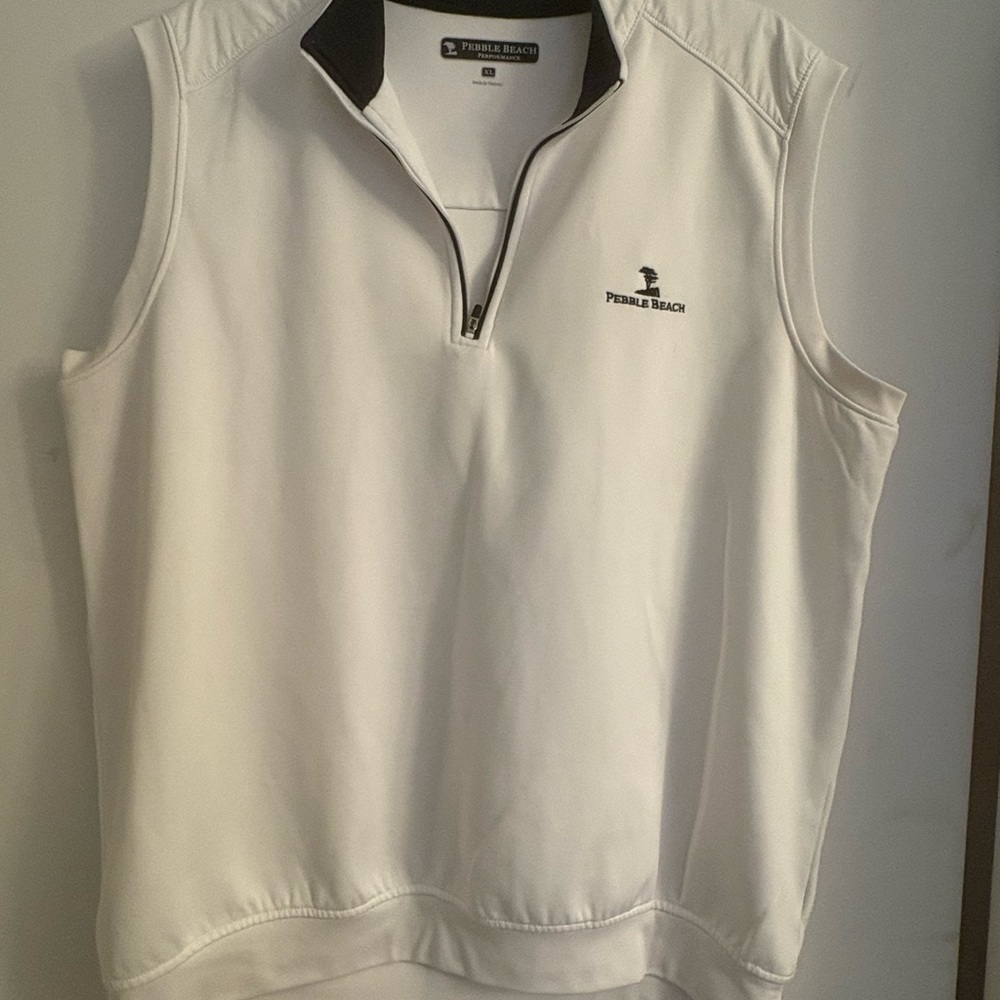 Pebble Beach White Quarter Zip Up Golf Vest
